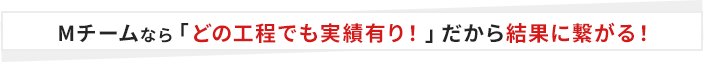 Mチームなら「どの工程でも実績有り！」だから結果に繋がる！